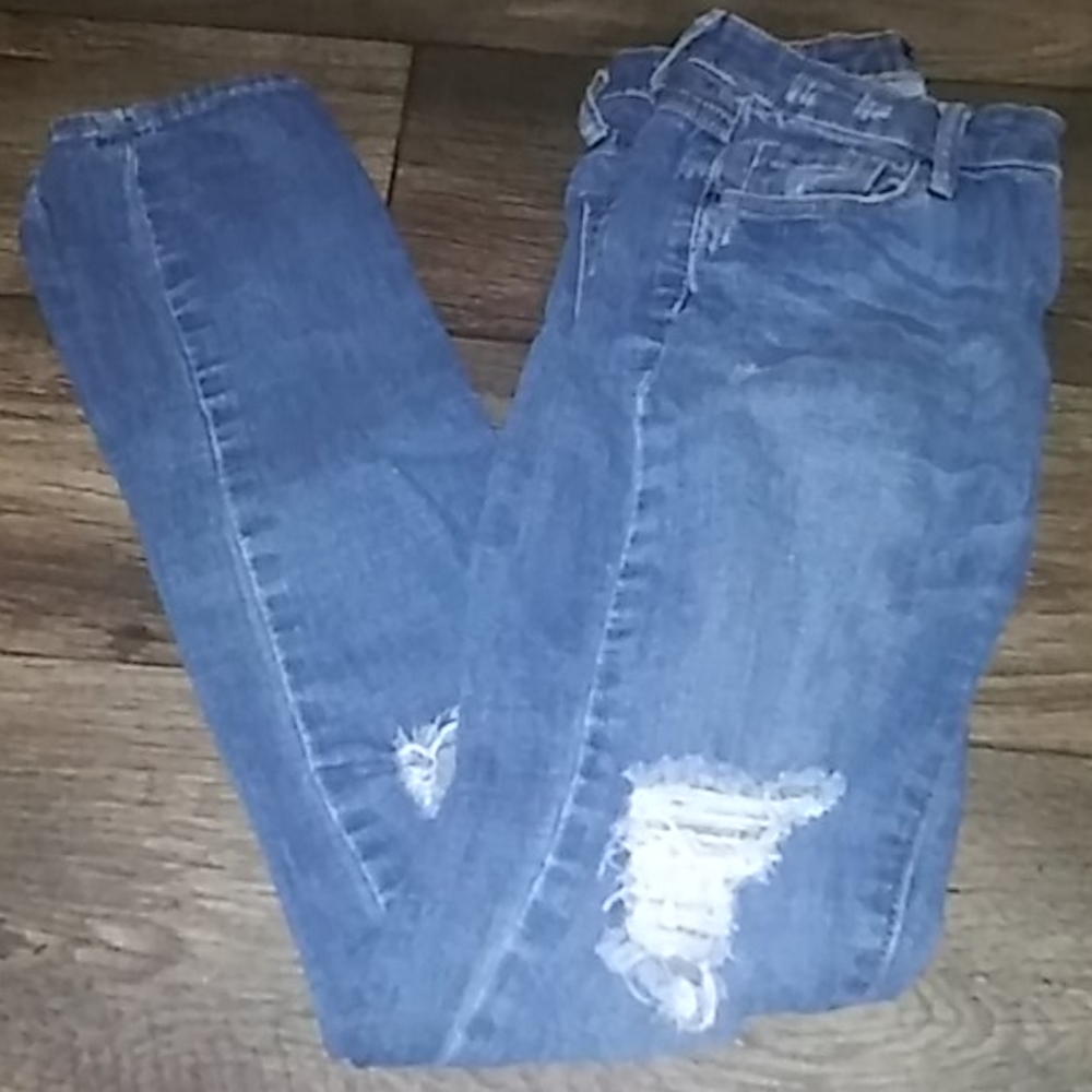 Blue Denim Stressed Jeans
